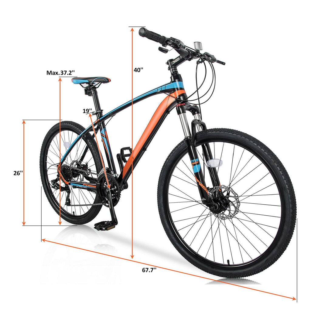 Musuos 26 Inches Aluminum Mountain Bike, Blue Oran24 Speed Bicycle