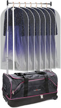 Dance Bag With Garment Rack,28" Dance Costumes Rolling Garment Bags For Travel,Garment Duffle Bag For Dance Competition, Wheeled Drop-Bottom Upright Luggage Closet Suitcase(Pink)