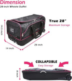 Dance Bag With Garment Rack,28" Dance Costumes Rolling Garment Bags For Travel,Garment Duffle Bag For Dance Competition, Wheeled Drop-Bottom Upright Luggage Closet Suitcase(Pink)