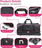 Dance Bag With Garment Rack,28" Dance Costumes Rolling Garment Bags For Travel,Garment Duffle Bag For Dance Competition, Wheeled Drop-Bottom Upright Luggage Closet Suitcase(Pink)