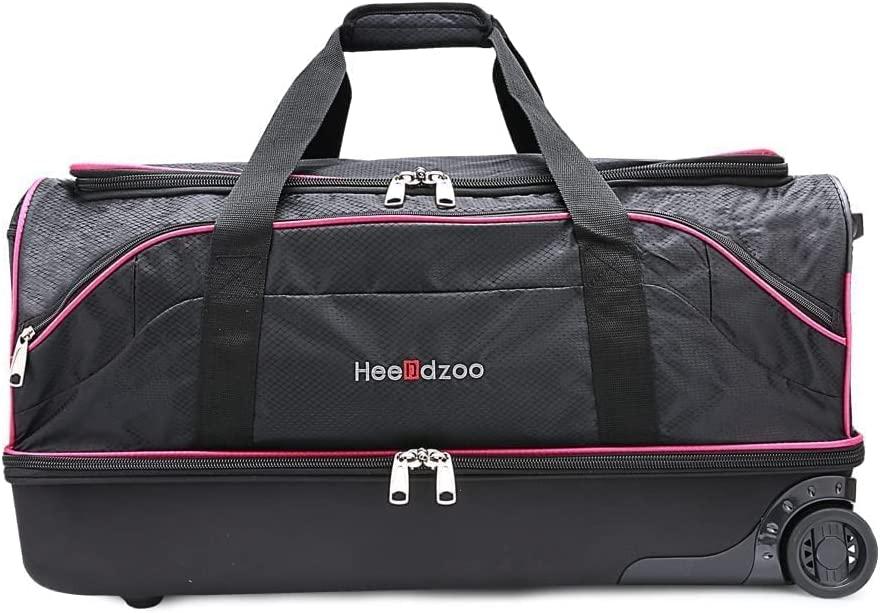 Dance Bag With Garment Rack,28" Dance Costumes Rolling Garment Bags For Travel,Garment Duffle Bag For Dance Competition, Wheeled Drop-Bottom Upright Luggage Closet Suitcase(Pink)