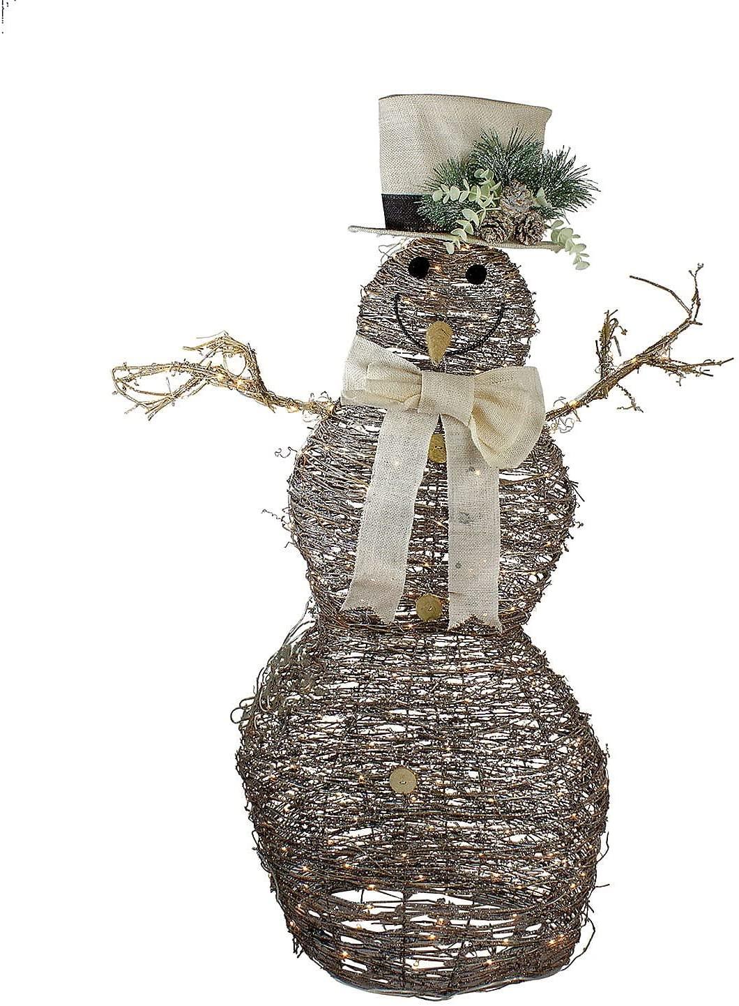 48" LED Lighted Rattan Snowman Outdoor Christmas Decoration