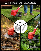 Electric String Trimmer, 3 in 1 Cordless Weed Wacker Grass Eater, Brushless Weed Eater, Grass Trimmer with 2 x 24V Batteries and Charger for Lawn, Yard and Brush Trimming