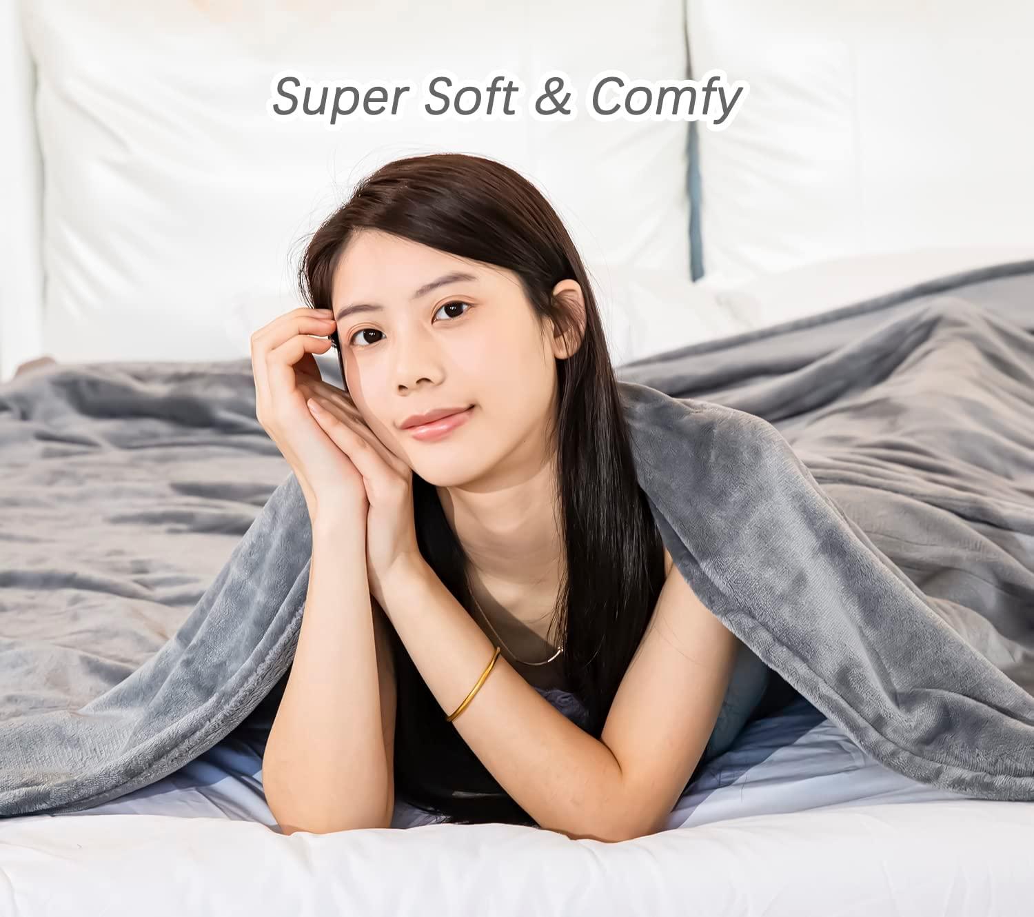 Heated Electric Blanket Queen Size, Flannel Fleece 1-10 Hours Auto-Off 10 Heating Levels (Gray, Queen Size 84" x 90" Dual Conntroller)