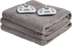 Heated Electric Blanket Queen Size, Flannel Fleece 1-10 Hours Auto-Off 10 Heating Levels (Gray, Queen Size 84" x 90" Dual Conntroller)