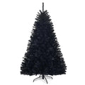 7.5 ft. Black Unlit Full PVC Hinged Artificial Christmas Tree with Solid Metal Stand
