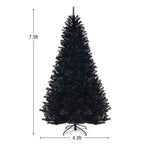 7.5 ft. Black Unlit Full PVC Hinged Artificial Christmas Tree with Solid Metal Stand