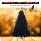 7.5 ft. Black Unlit Full PVC Hinged Artificial Christmas Tree with Solid Metal Stand