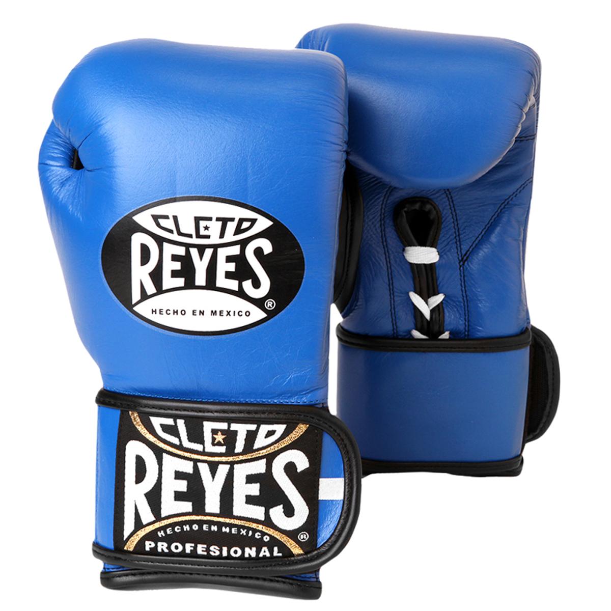 Cleto Reyes Lace Up Hook and Loop Hybrid Boxing Gloves - Small - Blue
