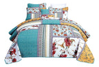 Tache Old World Garden Pastel Blue Yellow Red Hummingbirds Cotton Patchwork Quilt Set (JHW-936)