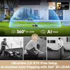 LiDAX Ultra 2000 with Blade Kit Robot Lawn Mower Wire Robot with 4G for 0.5 Acre, RTK Free+360° 3D LiDAR+AI Vision Mapping, EdCutting, Cutting Height 1.2"-3.9", 45% Slope, 150Managed Zone