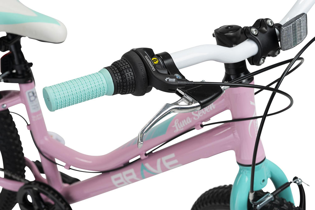 Revere Kids 24" Girls 7-Speed Cruiser Children's Bicycle for Ages 7-11 Years Old. Lightweight Aluminum Frame and Fork, Easy to Ride! (Pink/Cyan)