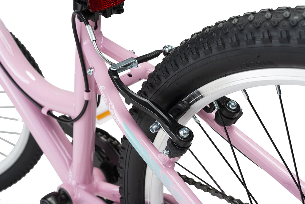 Revere Kids 24" Girls 7-Speed Cruiser Children's Bicycle for Ages 7-11 Years Old. Lightweight Aluminum Frame and Fork, Easy to Ride! (Pink/Cyan)