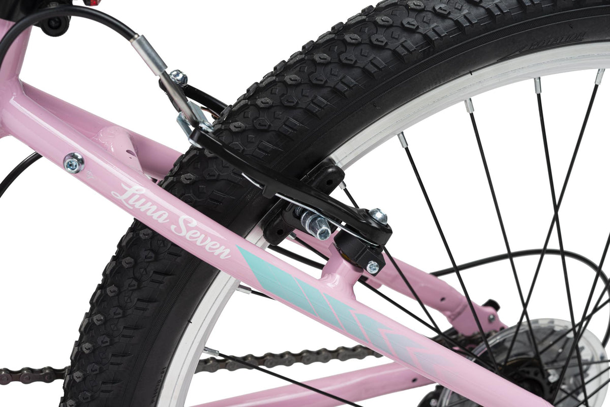 Revere Kids 24" Girls 7-Speed Cruiser Children's Bicycle for Ages 7-11 Years Old. Lightweight Aluminum Frame and Fork, Easy to Ride! (Pink/Cyan)