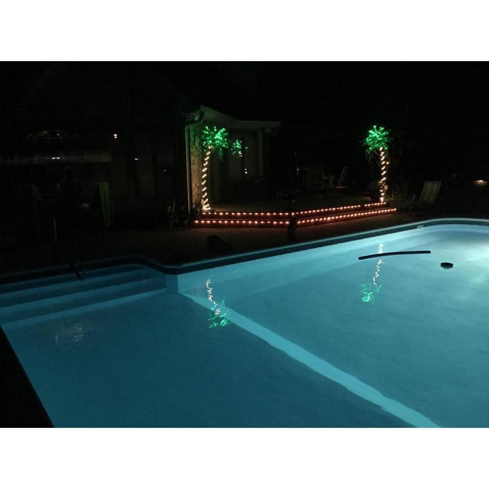 7 ft. Pre-Lit LED Palm Artificial Christmas Tree with Green Leaves and 96 LED Lights