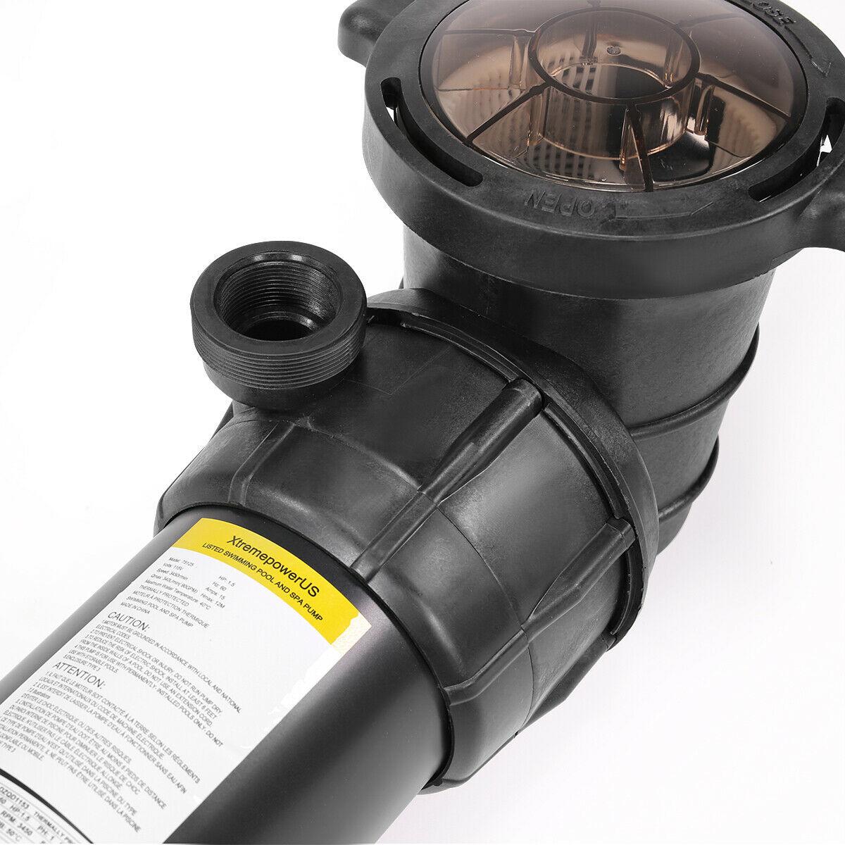 1.5hp above ground swimming pool pump spa high flow 1.5" fitting strainer 115v
