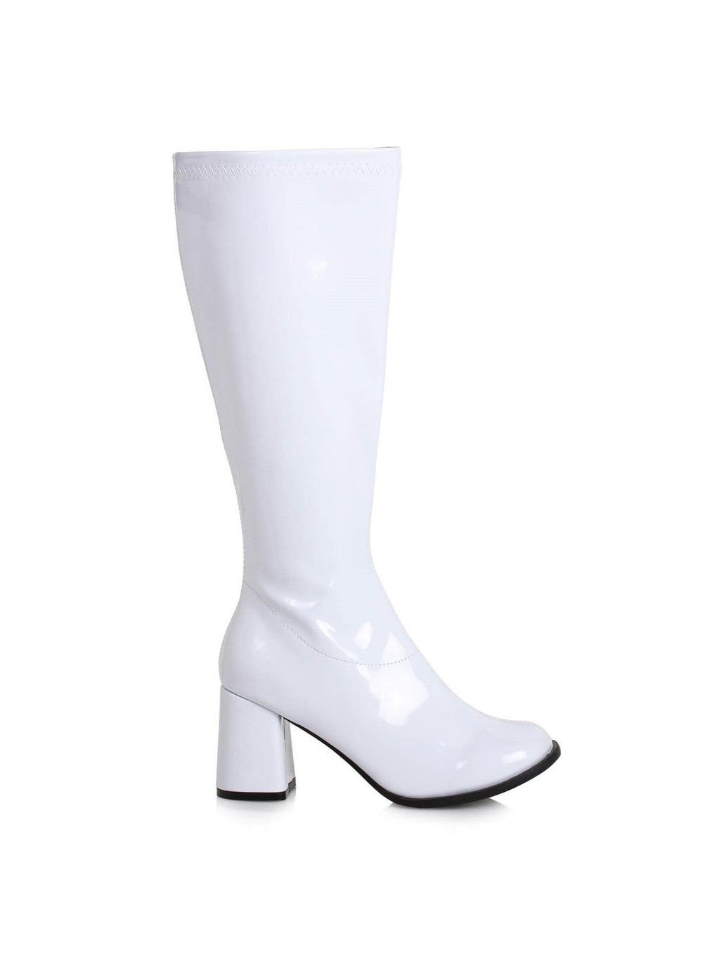 Women's 3 inch Wide Width White GoGo Boot Halloween Costume Accessory