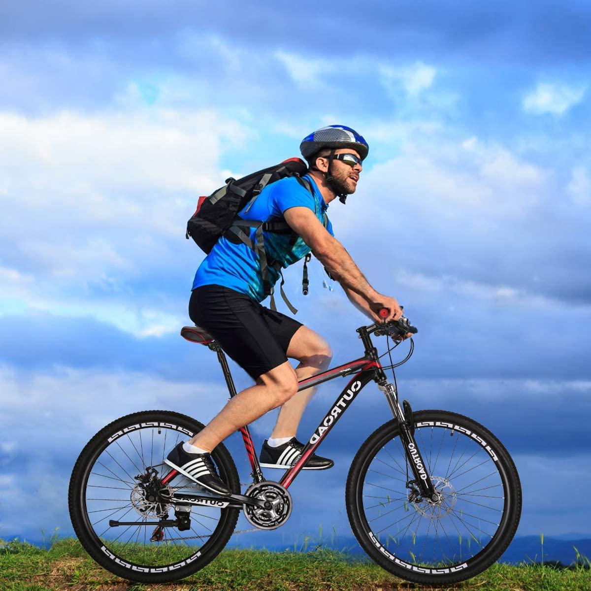 PanAme 26 Inch Mountain Bike, Aluminum Alloy Frame Bike with 21 Speed Dual Disc Brakes, Front Suspension Anti-Slip Bike for Adult - Black