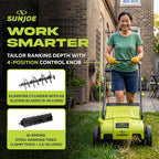 Corded Electric Lawn Dethatcher and Scarifier, 12-Amp, 12.6-Inch Cutting Width - Heavy-Duty Yard Trimmer and Mower Machine for Gardening Care and Maintenance, AJ798E