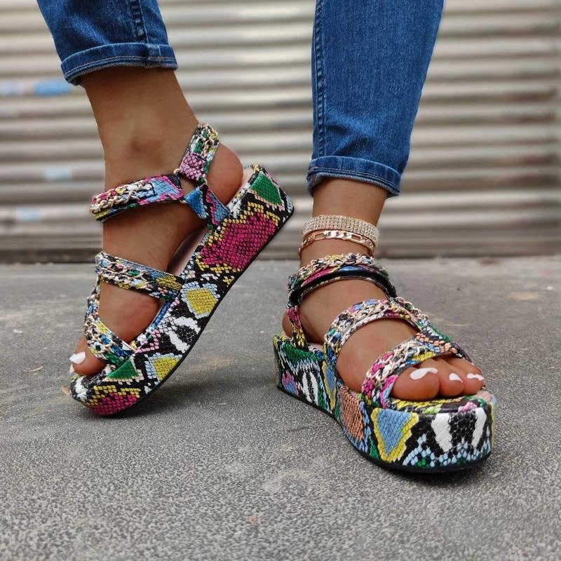 New Women Summer ng Fashion Solid Buckle Sandals