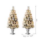 4 ft. Pre-Lit Snow Flocked Pine Artificial Christmas Tree with 100 Warm White Lights (2-Pack)