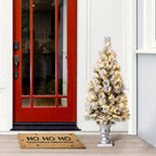 4 ft. Pre-Lit Snow Flocked Pine Artificial Christmas Tree with 100 Warm White Lights (2-Pack)