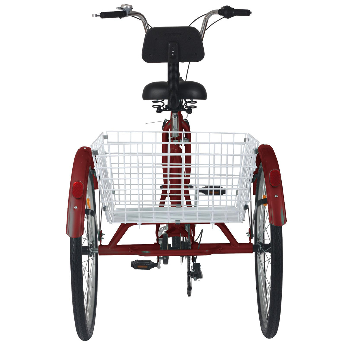 Mooncool Adult Tricycle 7 Speed Trike 26inch 3 Wheel Bike Three-Wheeled Bicycle Cruise Trike Wine Red with Shopping Basket for Seniors, Women, Men.
