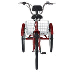 Mooncool Adult Tricycle 7 Speed Trike 26inch 3 Wheel Bike Three-Wheeled Bicycle Cruise Trike Wine Red with Shopping Basket for Seniors, Women, Men.