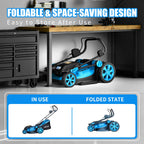 17-Inch Cordless Lawn Mower with 2 x 21V 4.0Ah Batteries &amp; Dual-Port Fast Charger, Battery Powered Push Mower, 6-Position Cutting Height Adjustment, 50L Grass Collection Bag