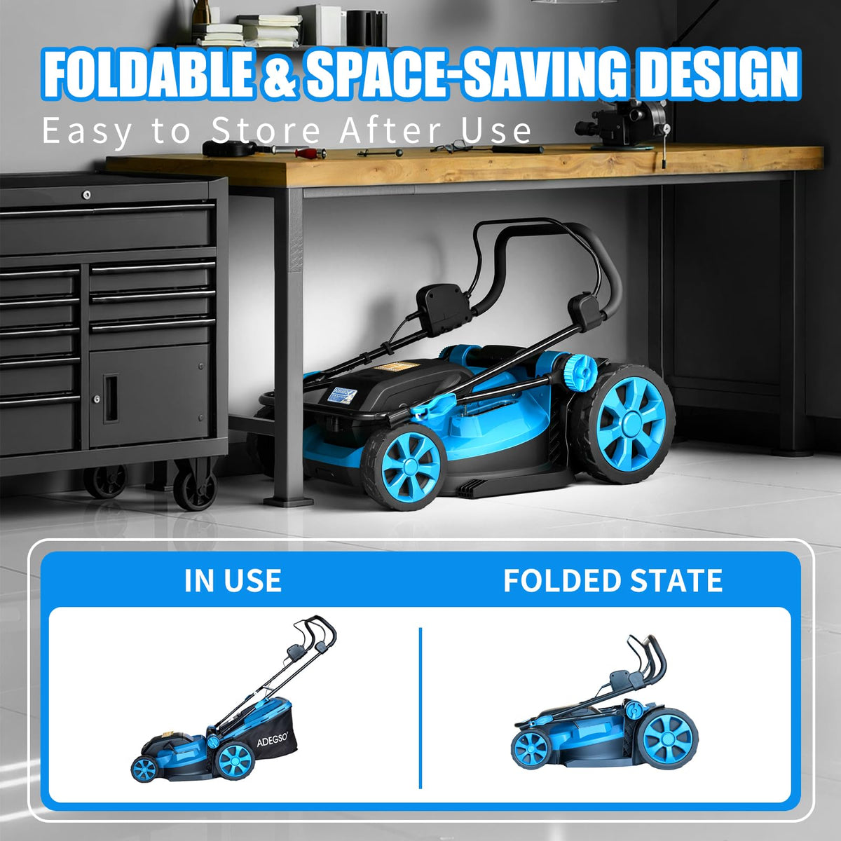 17-Inch Cordless Lawn Mower with 2 x 21V 4.0Ah Batteries &amp; Dual-Port Fast Charger, Battery Powered Push Mower, 6-Position Cutting Height Adjustment, 50L Grass Collection Bag