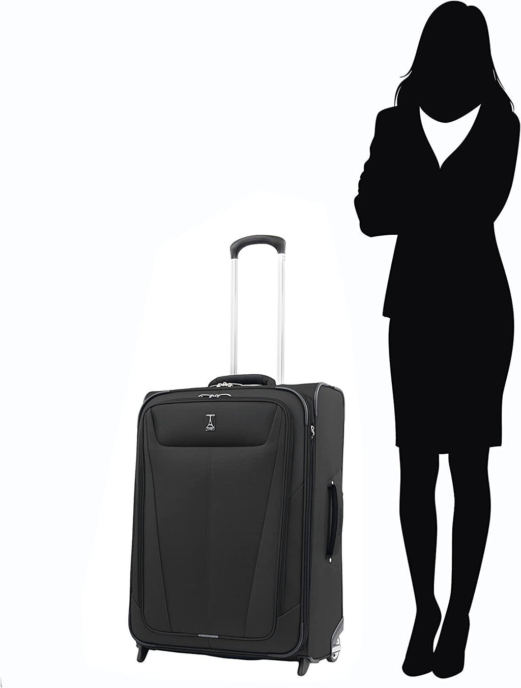 Maxlite 5 Softside Expandable Upright 2 Wheel Luggage, Lightweight Suitcase, Men and Women, Black, Checked-Medium 26-Inch