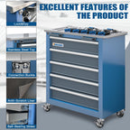 20 Drawer Rolling Tool Chest Combo,Tool Cabinet with  Countertop, Modular Tool Chest with LocDrawers and Connection Parts, 360° Swivel BraWheels & Padded Feet, Blue