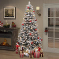 9 ft. Green Lighted Flocked Spruce Artificial Christmas Tree