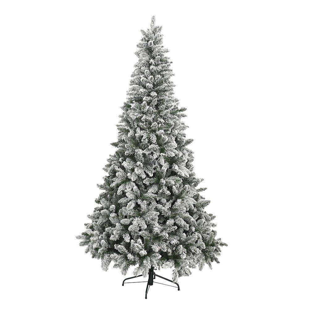 9 ft. Green Lighted Flocked Spruce Artificial Christmas Tree