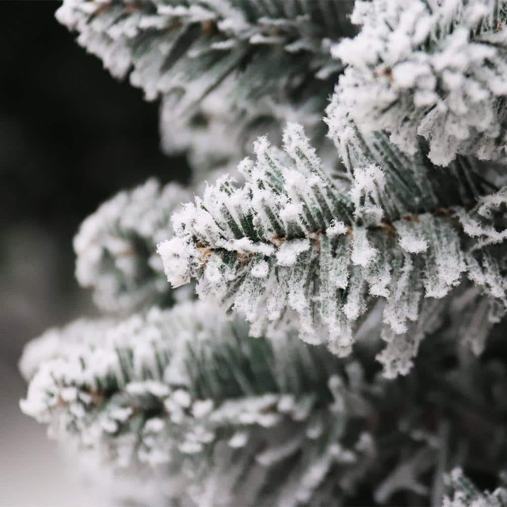 9 ft. Green Lighted Flocked Spruce Artificial Christmas Tree