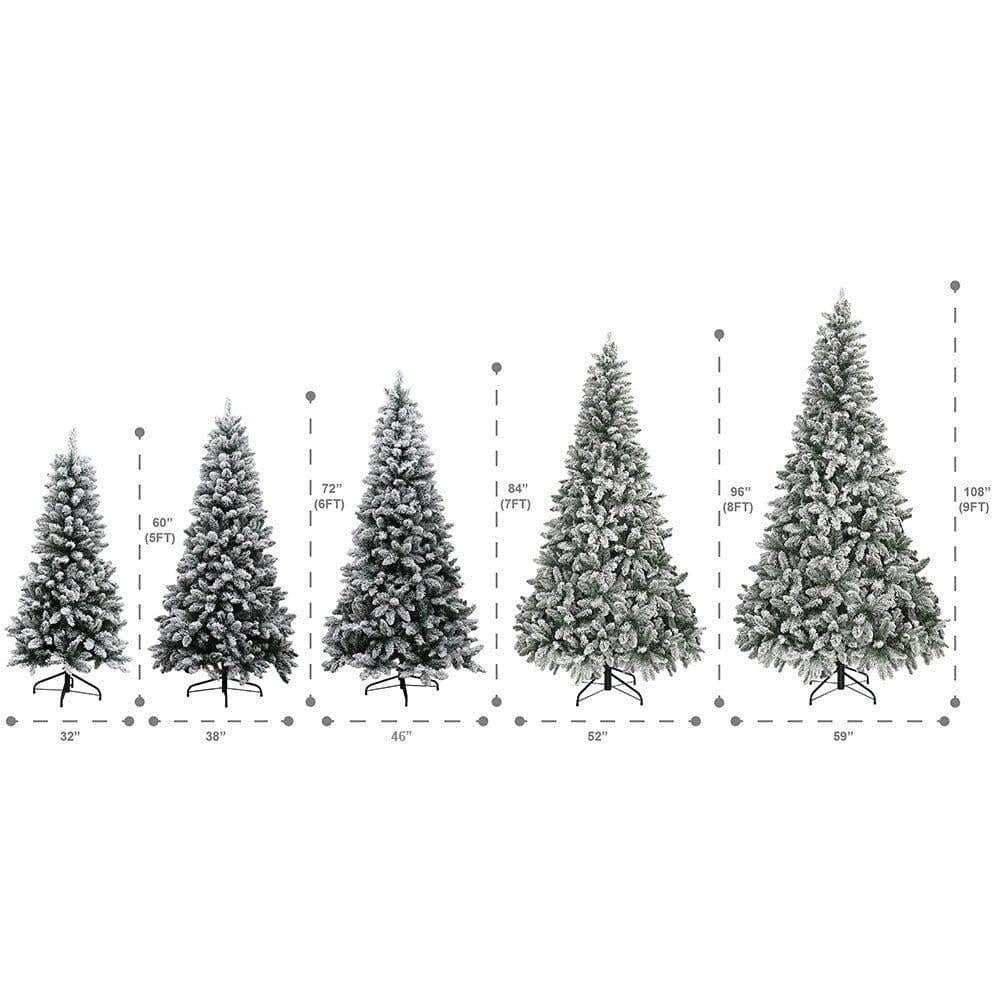 9 ft. Green Lighted Flocked Spruce Artificial Christmas Tree