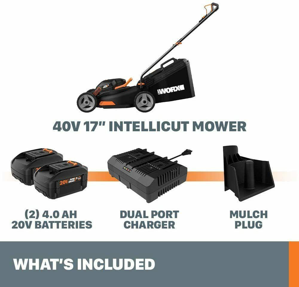 WG743 40V (2X20V) Power Share 4.0Ah 16" Cordless Lawn Mower