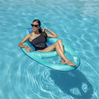 SwimWays Inflatable Soft Mesh Twist and Fold Spring Stable Relaxing Recliner Pool and Lake Float Lounger with Cup Holder, Aqua