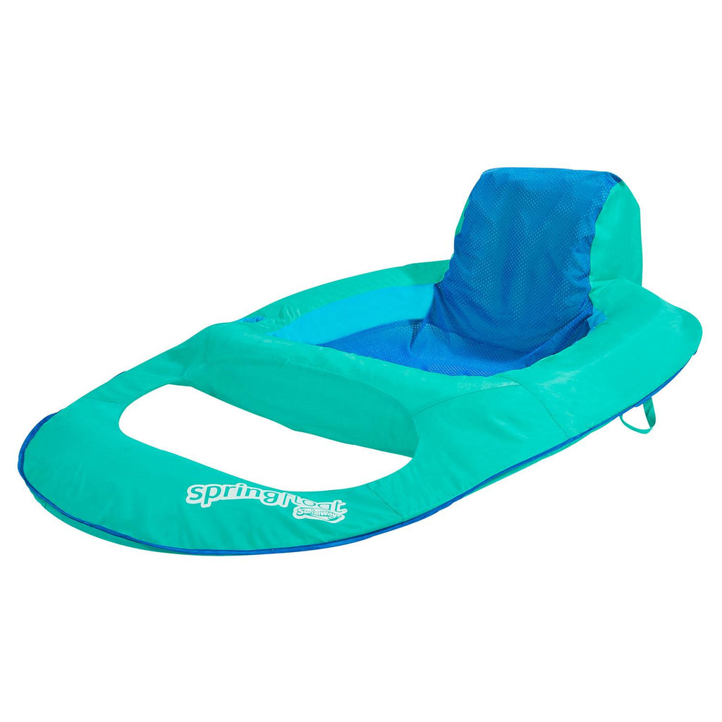 SwimWays Inflatable Soft Mesh Twist and Fold Spring Stable Relaxing Recliner Pool and Lake Float Lounger with Cup Holder, Aqua