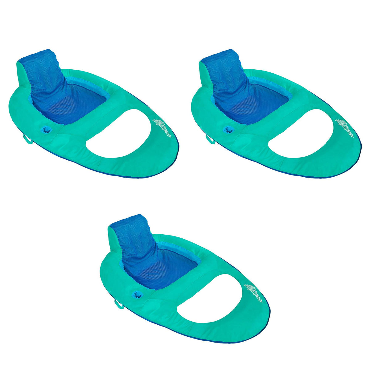 SwimWays Inflatable Soft Mesh Twist and Fold Spring Stable Relaxing Recliner Pool and Lake Float Lounger with Cup Holder, Aqua