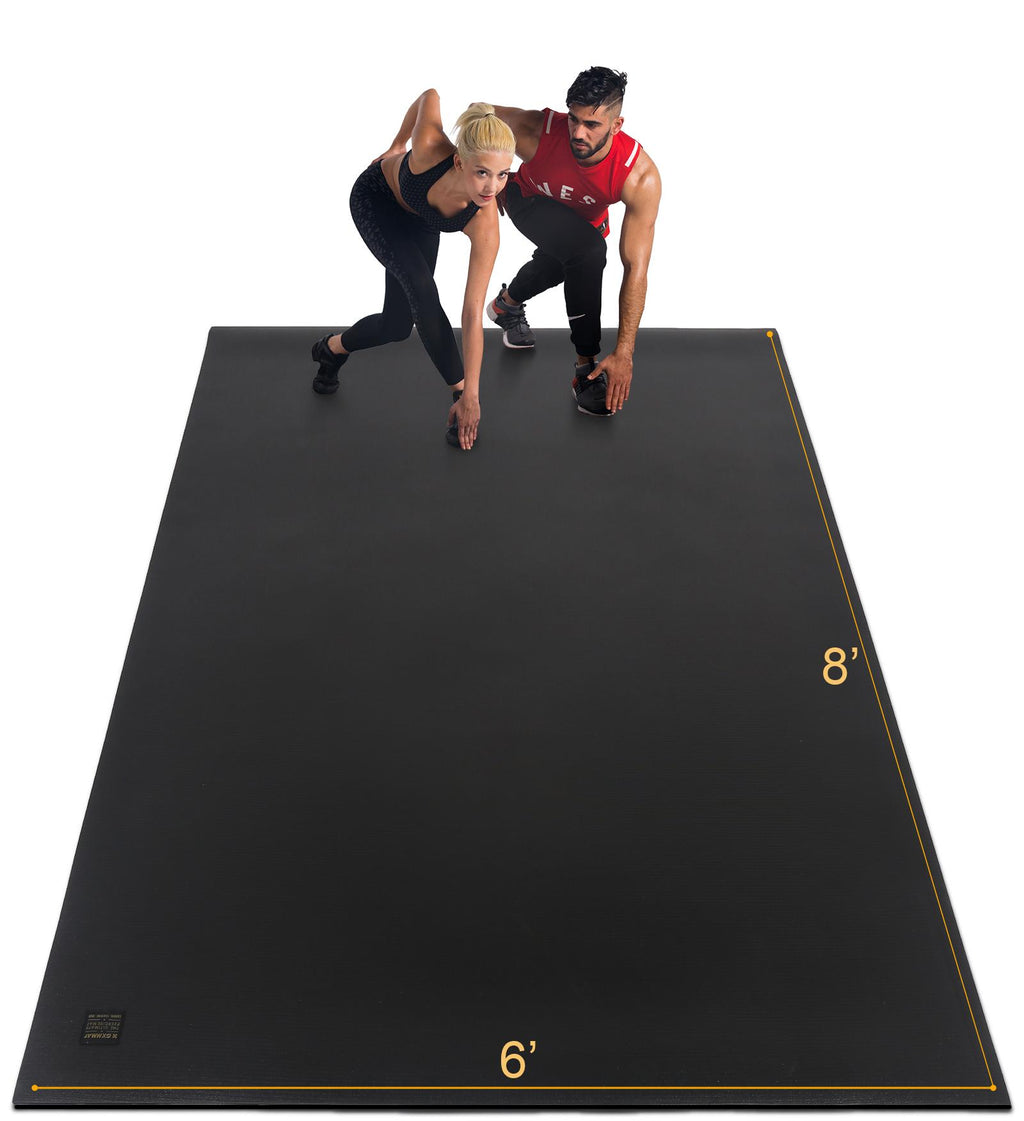 Gxmmat Extra LarExercise Mat 6'x8'x7mm, Thick Workout Mats for Home Gym Flooring, High Density Non-Slip Durable Cardio Mat, Shoe Friendly, Great for Plyo, MMA, Jump Rope, Stretch, Fitness