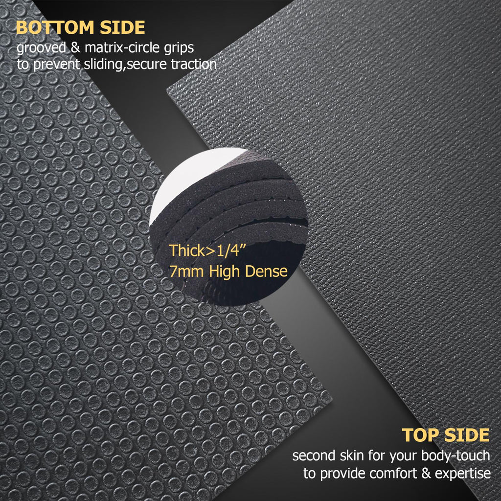 Gxmmat Extra LarExercise Mat 6'x8'x7mm, Thick Workout Mats for Home Gym Flooring, High Density Non-Slip Durable Cardio Mat, Shoe Friendly, Great for Plyo, MMA, Jump Rope, Stretch, Fitness