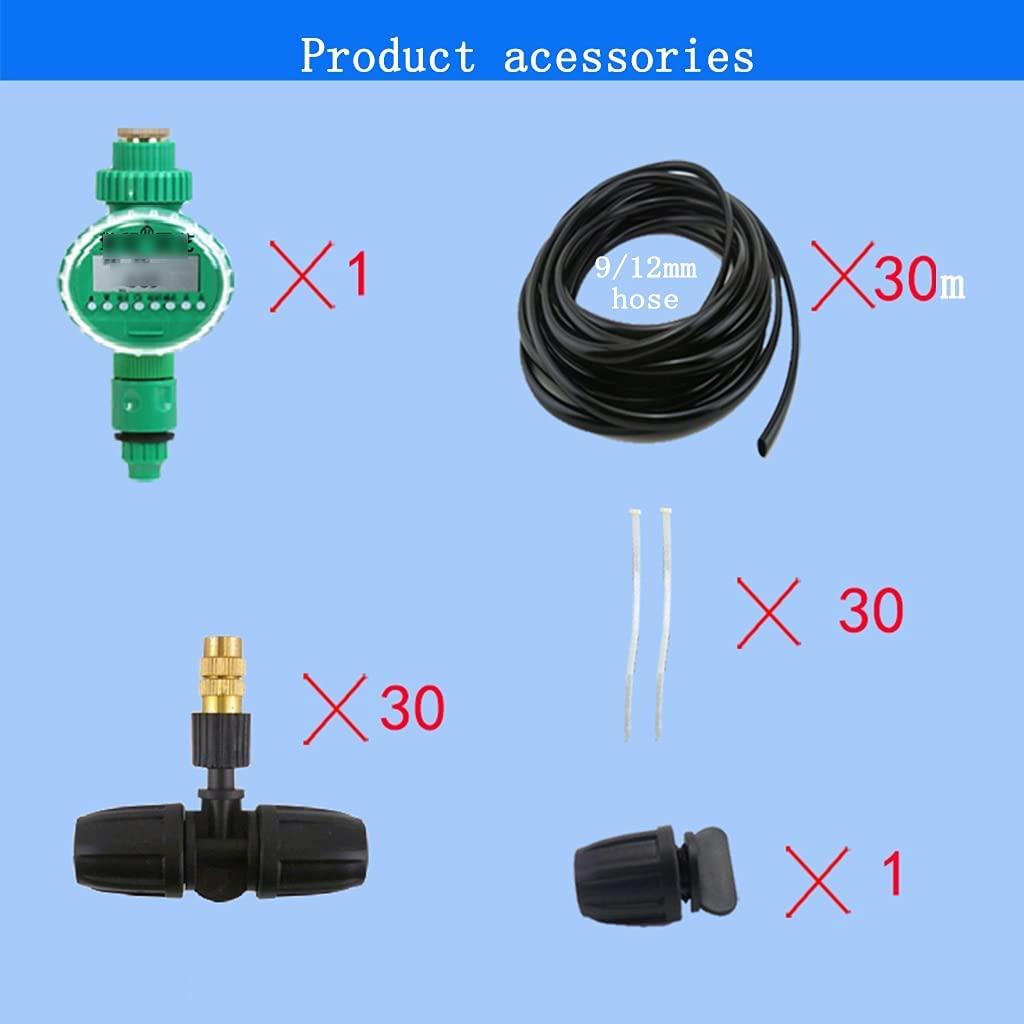 BBGS Drip Irrigation System, with Timer & Copper Adjustable Nozzle, Balcony Patio Garden Watering Kits Mist Cooling Outdoors Atomization Kit (Color : Style 6)