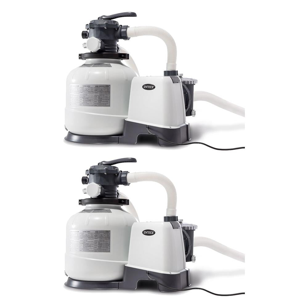 intex 2800 gph above ground pool sand filter pump with automatic timer (2 pack)