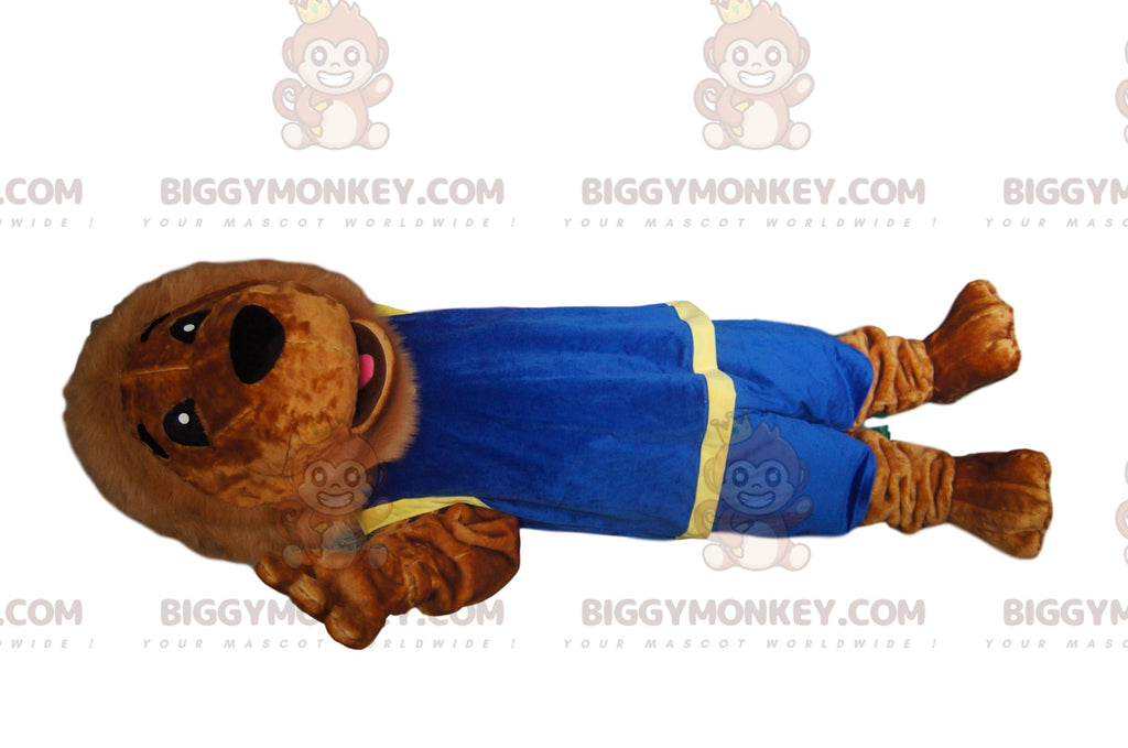 Lion BIGGYMONKEYMascot Costume with Blue Sportswear