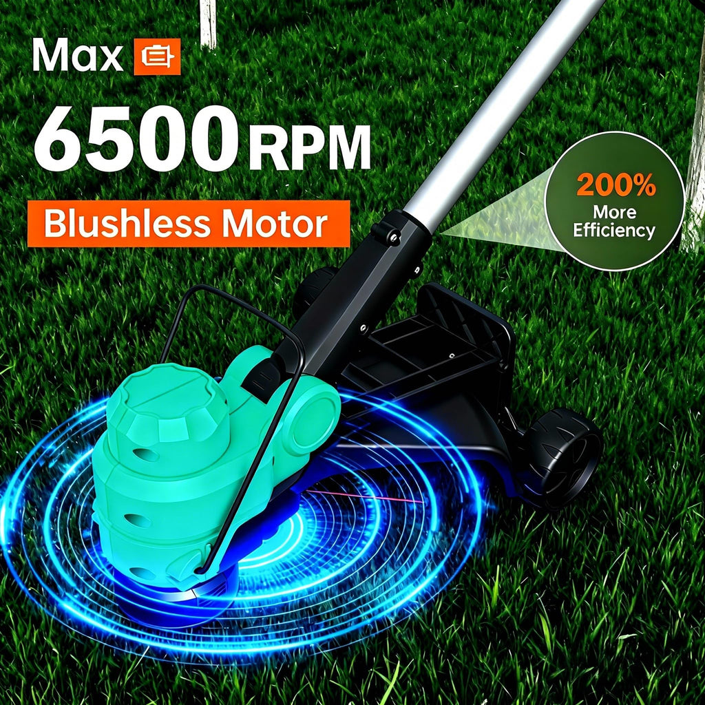String Trimmer Cordless - Weed Wacker Battery Powered Electric Weed Trimmer with 2x2.0Ah Batteries, 12" Grass Cutter Auto Line Feed, Lawn Trimmer with 8 Pcs Spools, Lightweight Edger Lawn Tool