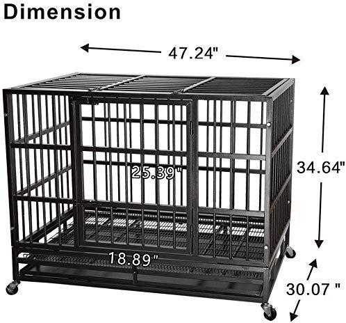 ITORI Heavy Duty Metal Dog CaKennel Crate and Playpen for Training LarDog Indoor Outdoor with Double Doors &amp; Locks  Included Lockable Wheels Removable Tray42in 48in