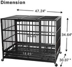 ITORI Heavy Duty Metal Dog CaKennel Crate and Playpen for Training LarDog Indoor Outdoor with Double Doors &amp; Locks  Included Lockable Wheels Removable Tray42in 48in