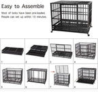 ITORI Heavy Duty Metal Dog CaKennel Crate and Playpen for Training LarDog Indoor Outdoor with Double Doors &amp; Locks  Included Lockable Wheels Removable Tray42in 48in