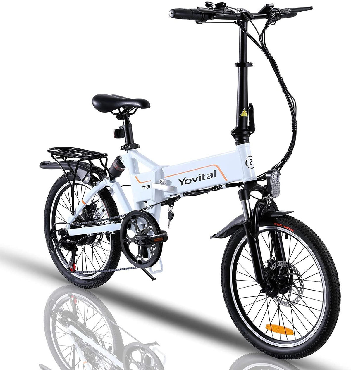 Folding Electric Bike,20" Yovital Electric Bikes for Adults with Removable 36V/10Ah Battery &amp; 350W Brushless Motor,Electric Bicycle with 3 Riding Modes &amp; Double Shock-Absorption,  7 Speed Gear